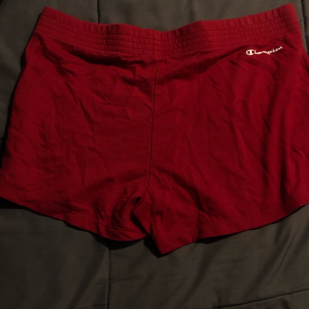 soft red champion shorts